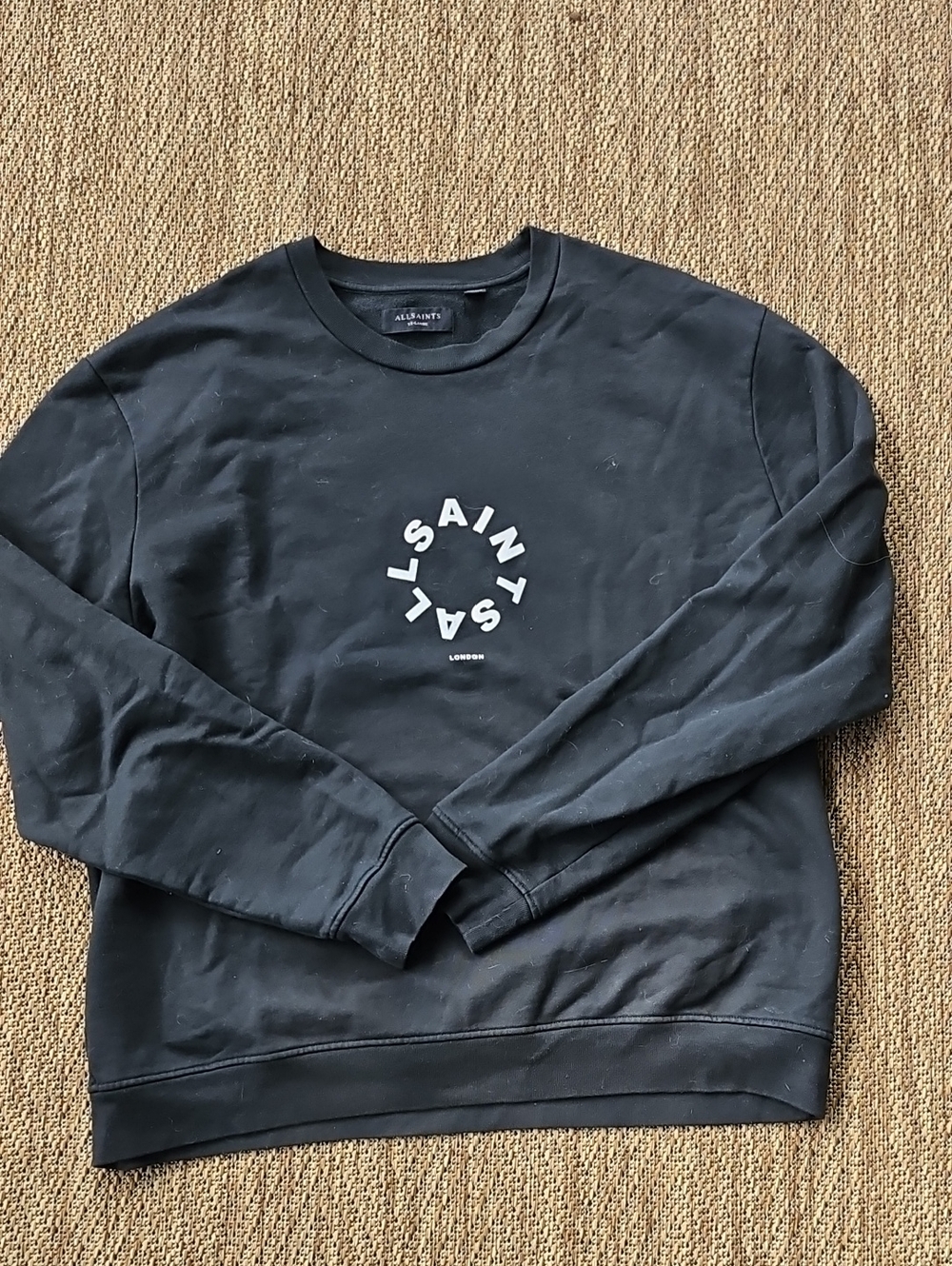 AllSaints Black Crewneck with White Circular Logo